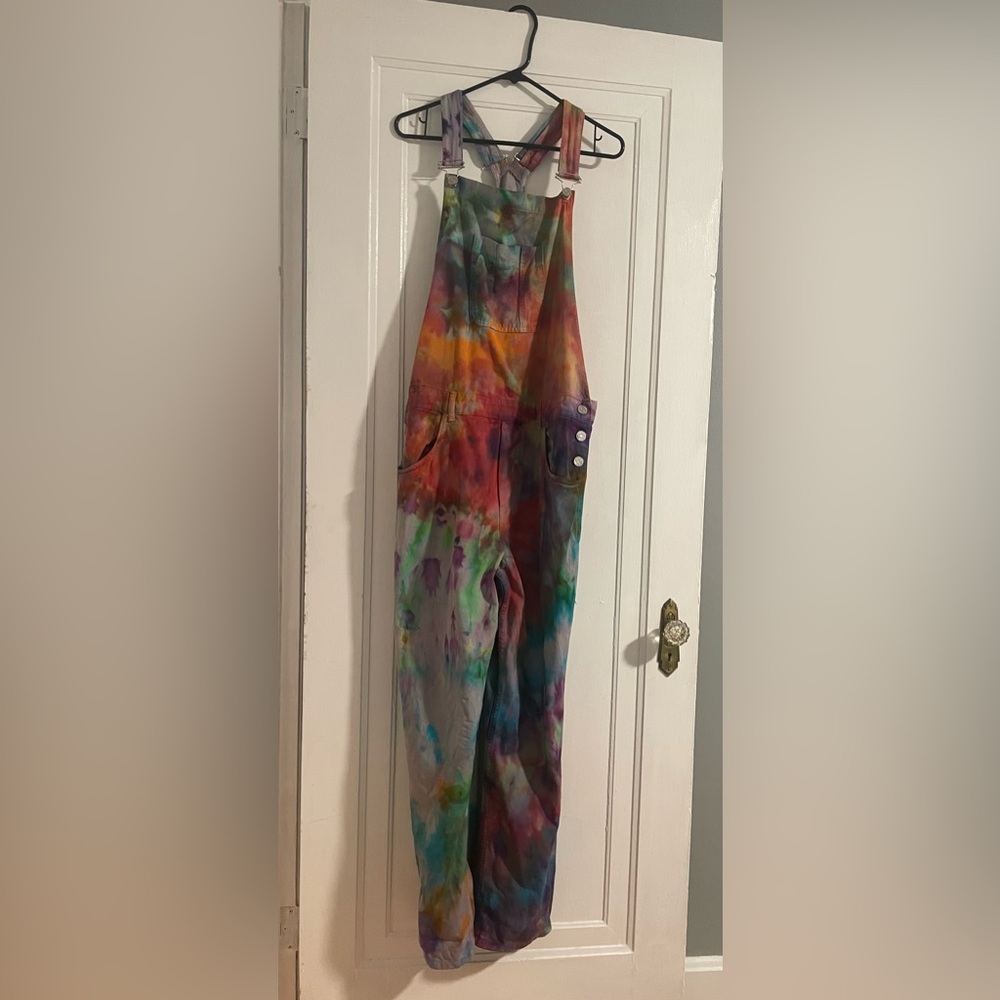 Custom tie dye overalls. Size 36(UK) converted to US is a Large.
